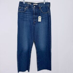NWT Levi's Ribcage Straight Ankle In Blue Raw‎ Hem Button Fly Size 31 x 27